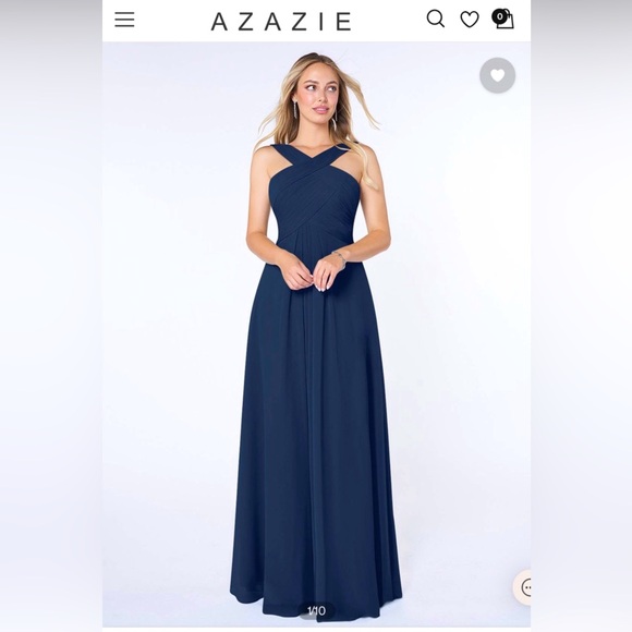 ✨ Azazie Kaleigh Dark Navy Dress for Sale!  Size 10, work and dry cleaned! - Picture 2 of 2